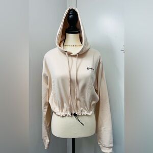 Urban Women's Cropped Hoodie Long Sleeve Drawstring Drop Shoulder Sweatshirt L